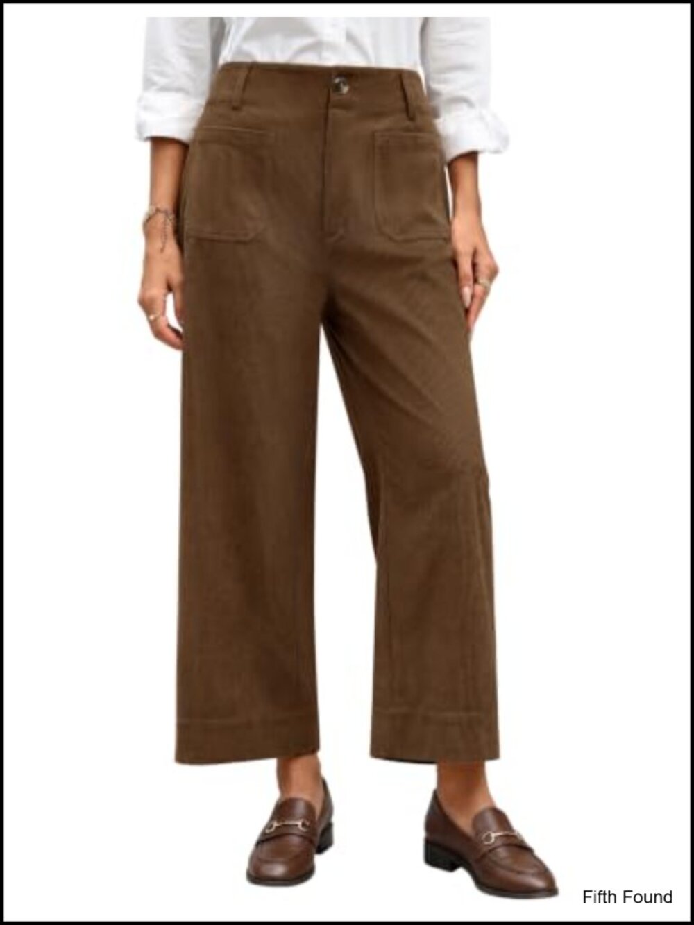 Corduroy High Waisted Straight Leg Pants Trousers